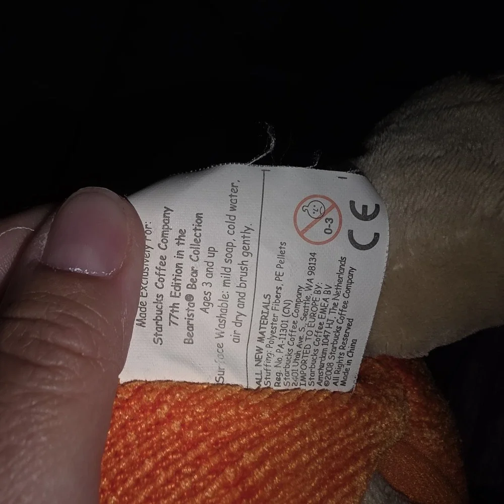Starbucks 2008 77th Edition Bearista Bear PUMPKIN‎ Halloween Plush